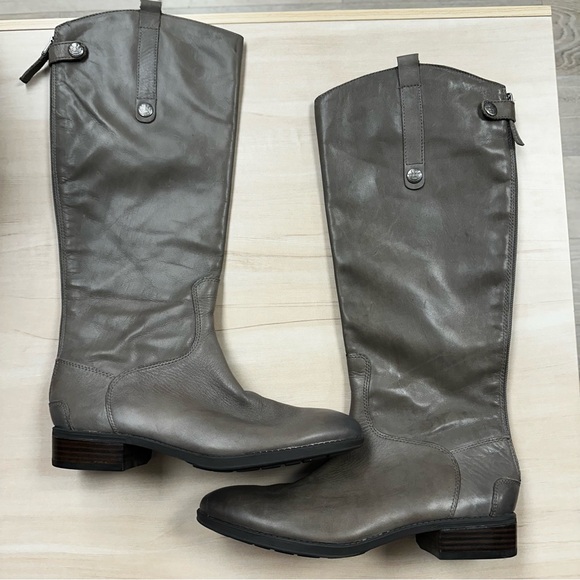Sam Edelman gray leather penny boots - Picture 1 of 12
